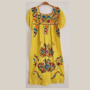 Vintage Mexico Embroidery Midi Dress